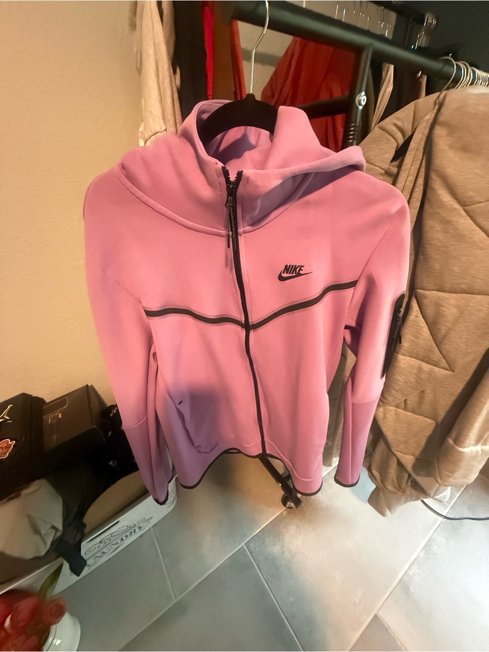 Nike Pink and Black Zip Hoodie